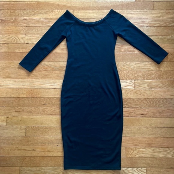 🖤 Black Zara black cotton fitting midi dress - Size S/2 - Picture 2 of 4